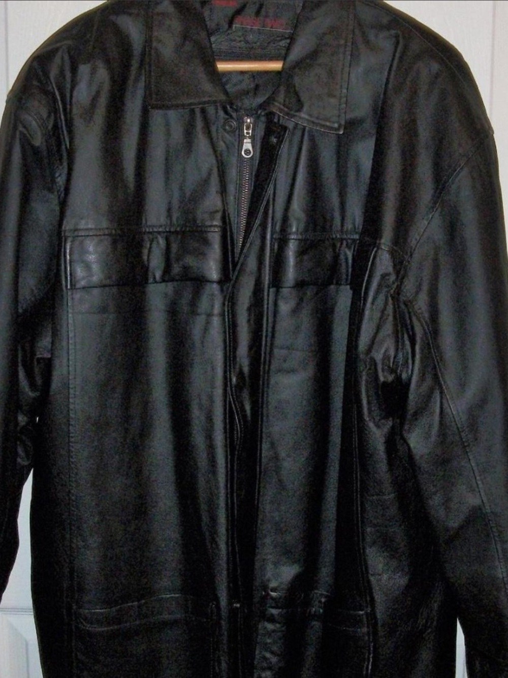 Men's Black Leather Zip-Front Jacket